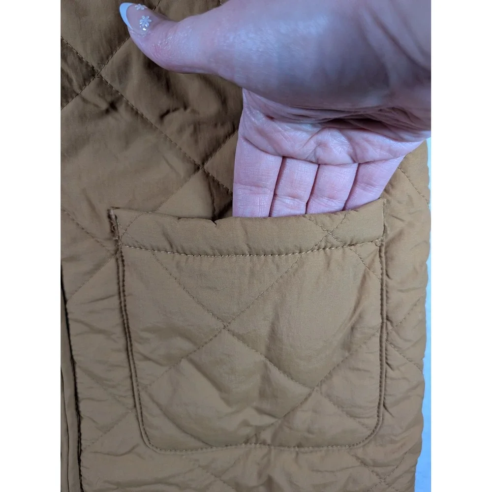 OshKosh Quilted Liner Jacket Kids 10 Brown Full Zip Diamond Pattern Pockets